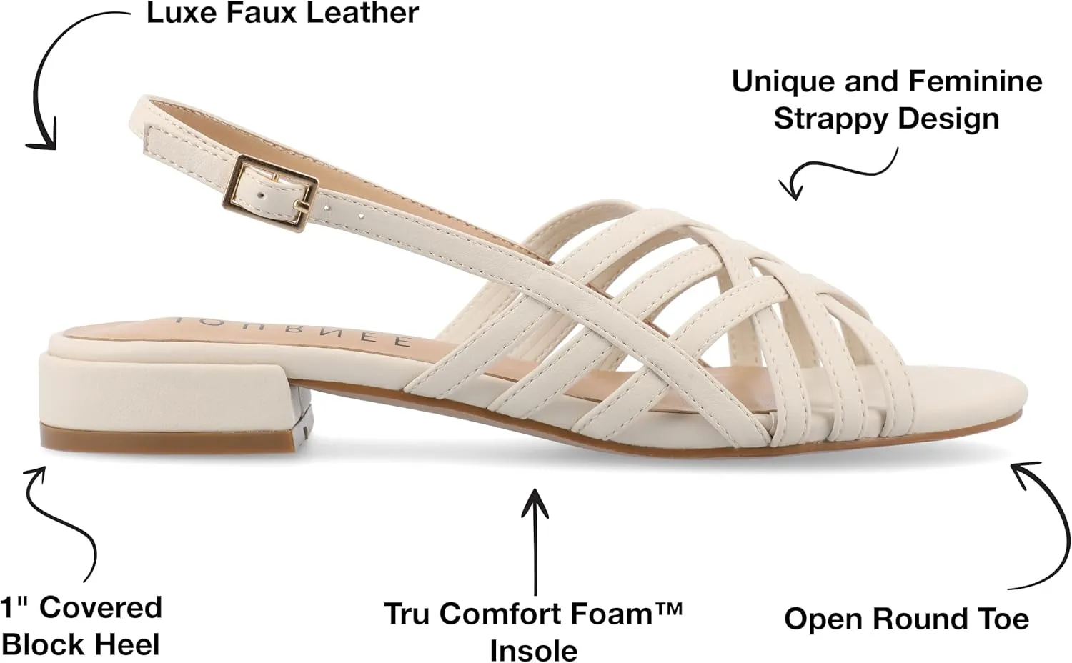 Journee Womens Woven Strappy Slingback Block Heel Buckle Ankle Open Round Toe Cassandra Comfort Sandals