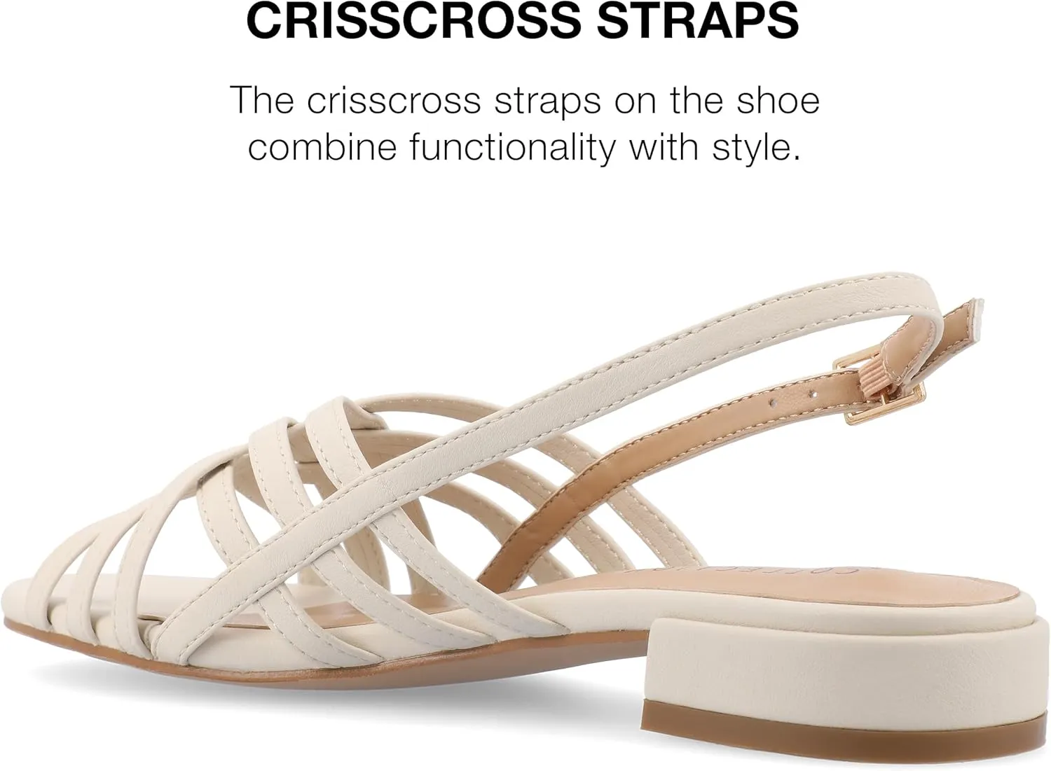 Journee Womens Woven Strappy Slingback Block Heel Buckle Ankle Open Round Toe Cassandra Comfort Sandals