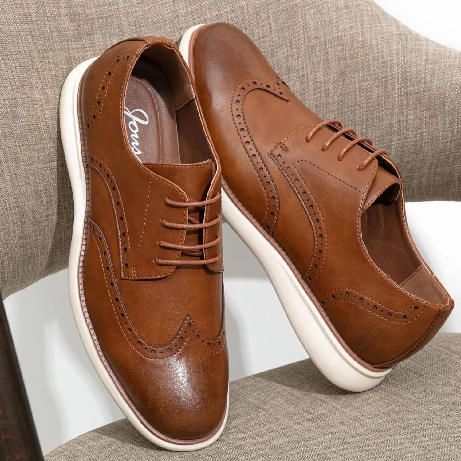 Jousen Mens Dress Shoes Oxfords Casual Retro Classic Comfortable Formal Derby Business Dress Shoes for Men