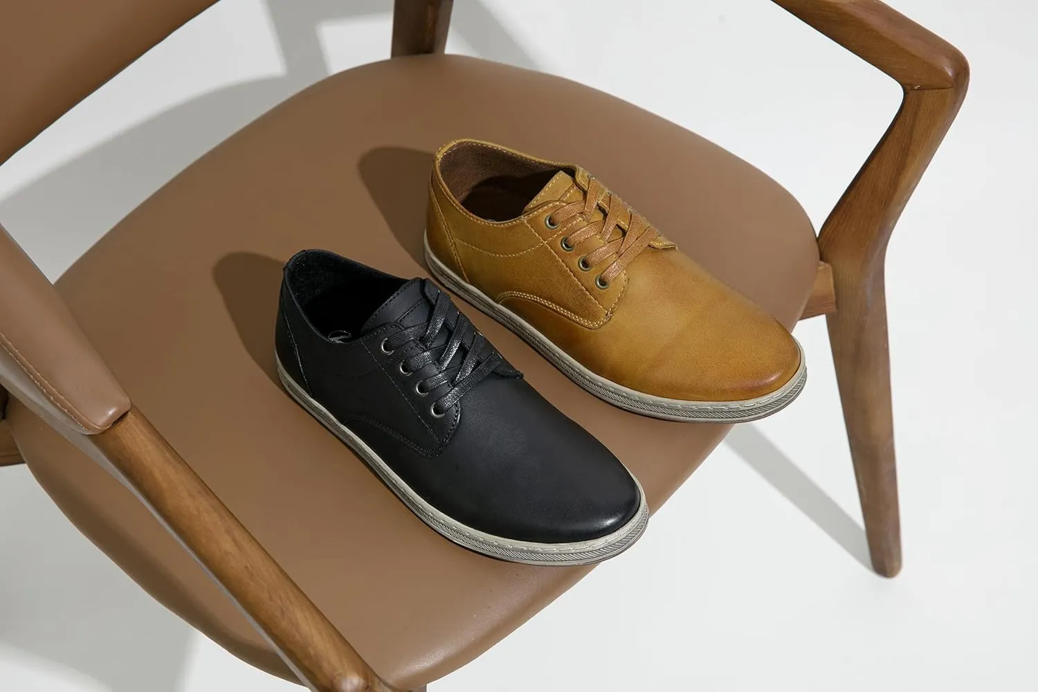 Jousen Men's Fashion Sneakers Leather Retro Casual Shoes for Men Breathable Dress Mens Sneakers