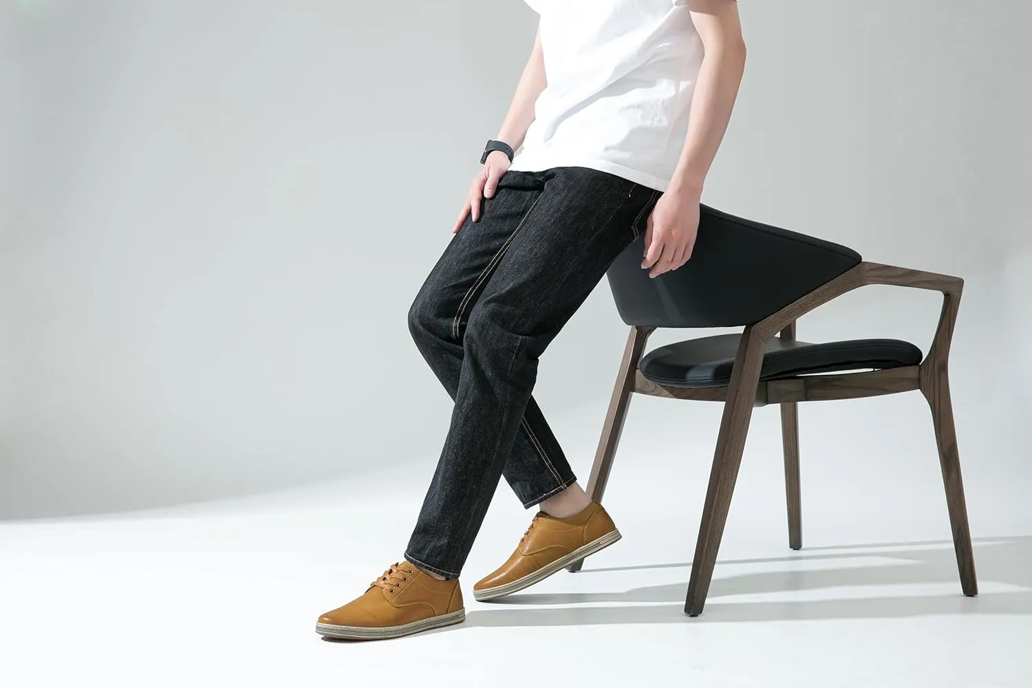 Jousen Men's Fashion Sneakers Leather Retro Casual Shoes for Men Breathable Dress Mens Sneakers