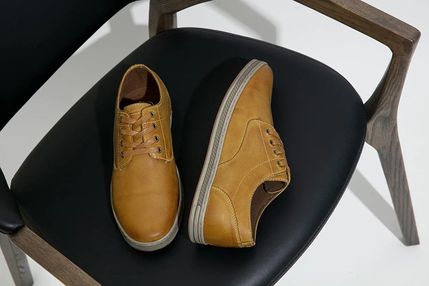 Jousen Men's Fashion Sneakers Leather Retro Casual Shoes for Men Breathable Dress Mens Sneakers
