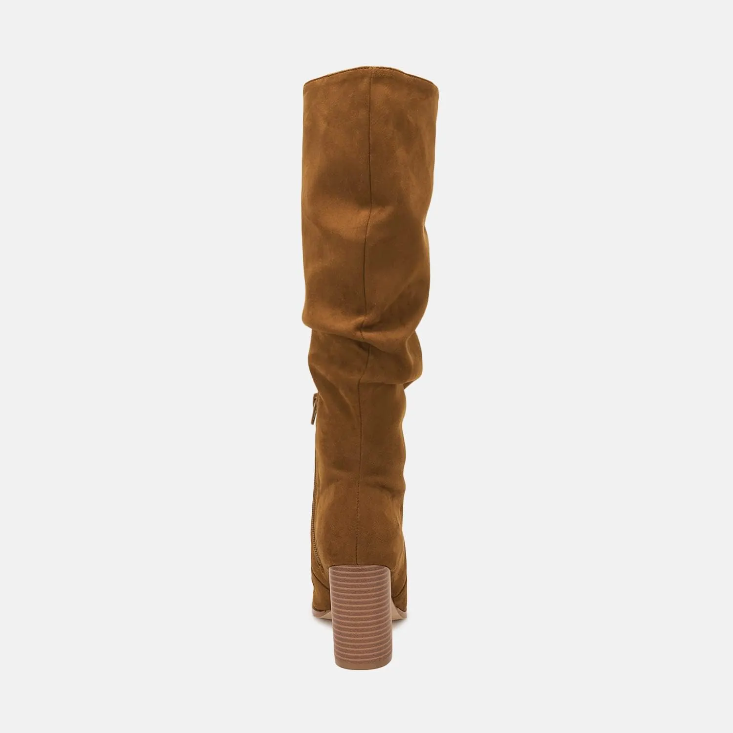 Juliet Holy Womens Knee High Boots Chunky High Heel Square Toe Side Zipper Wide Calf Boot