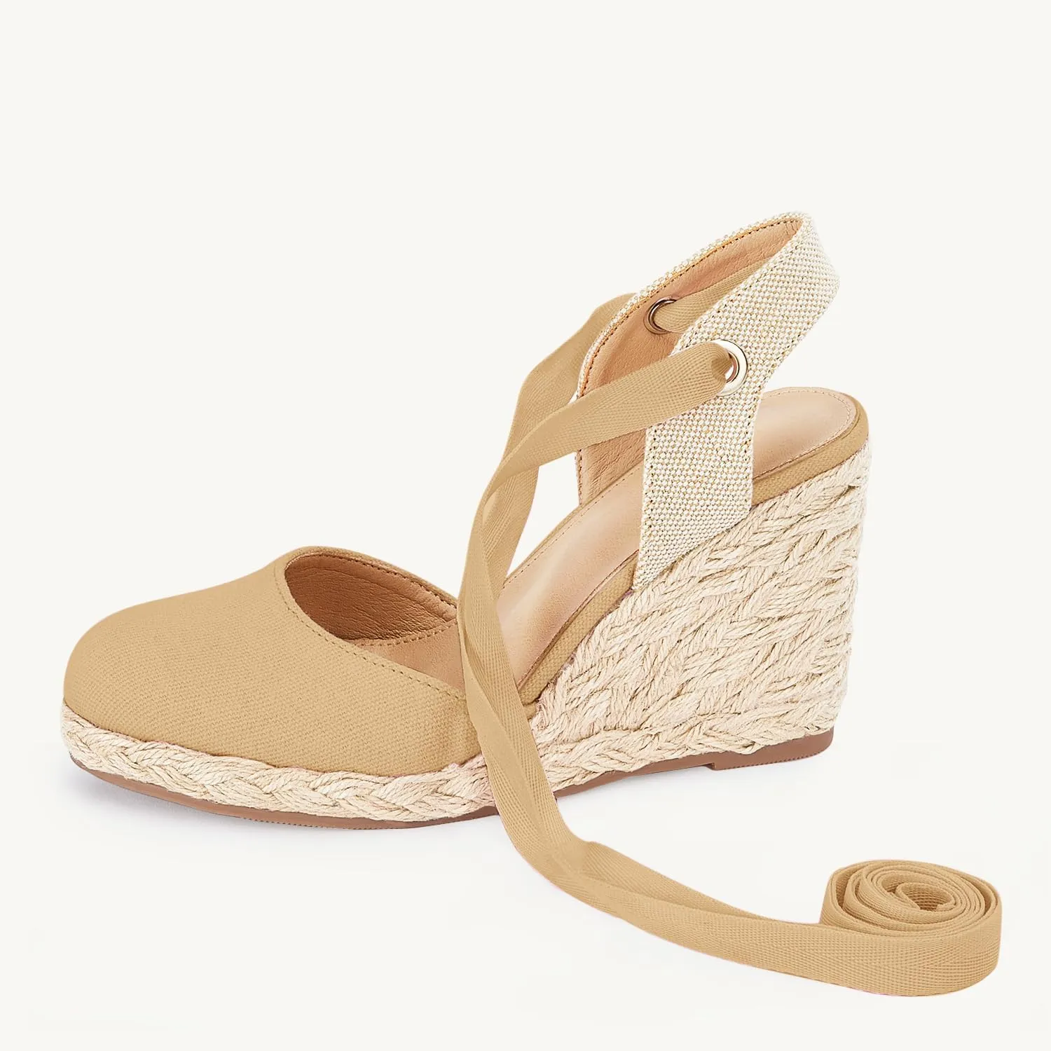 Juliet Holy Womens Lace up Espadrilles Closed Toe Wedges Sandals Strappy Slingback Platform Heels