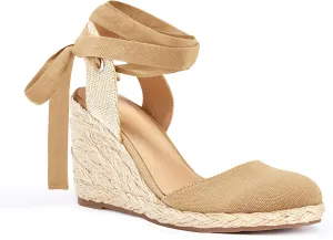 Juliet Holy Womens Lace up Espadrilles Closed Toe Wedges Sandals Strappy Slingback Platform Heels
