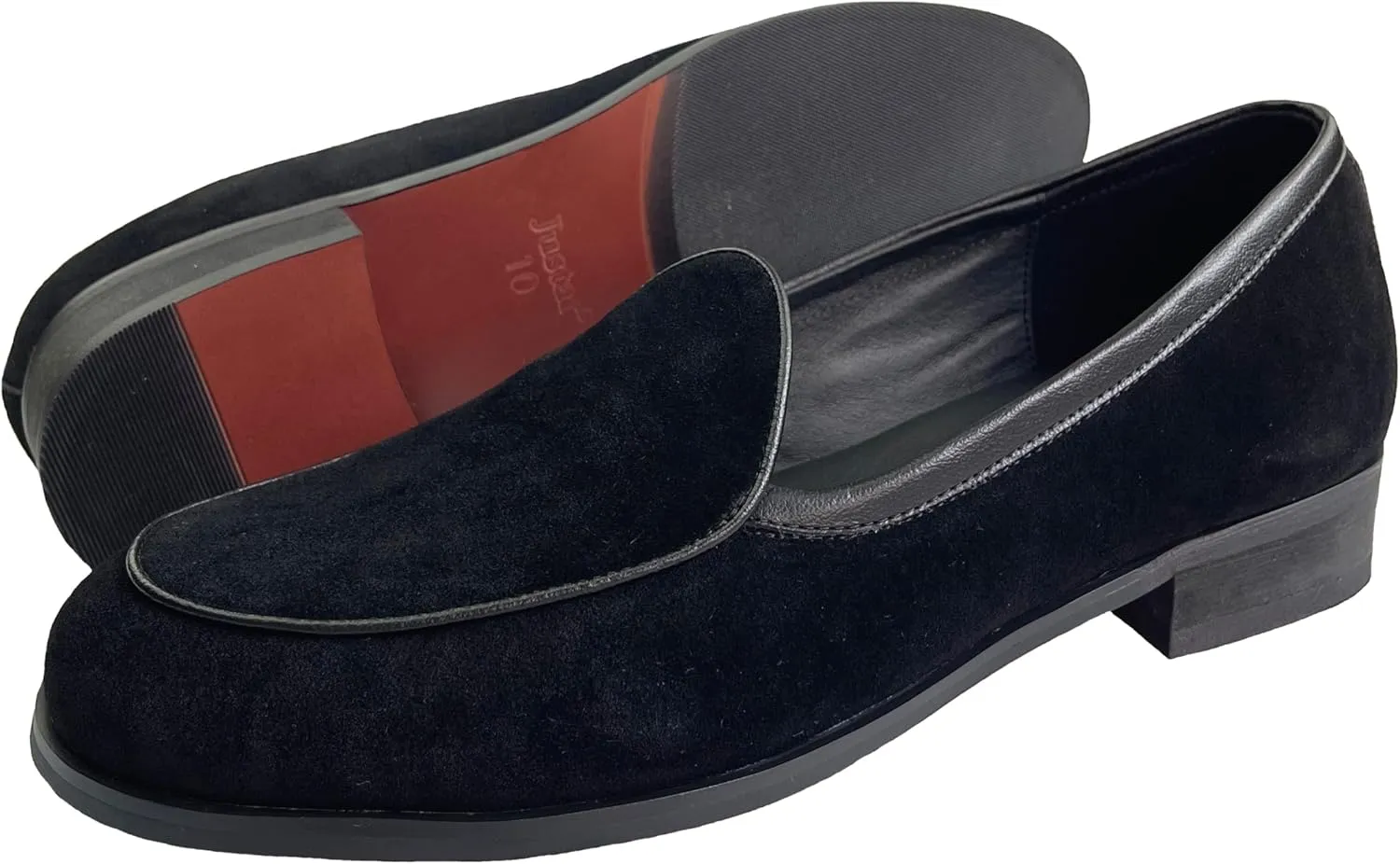 Justar Men's Leather Dress Shoes Slip-On Penny Loafers Belgian Formal Flats