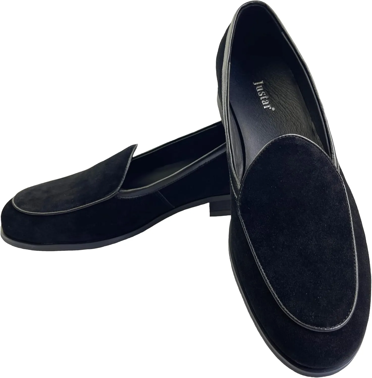 Justar Men's Leather Dress Shoes Slip-On Penny Loafers Belgian Formal Flats