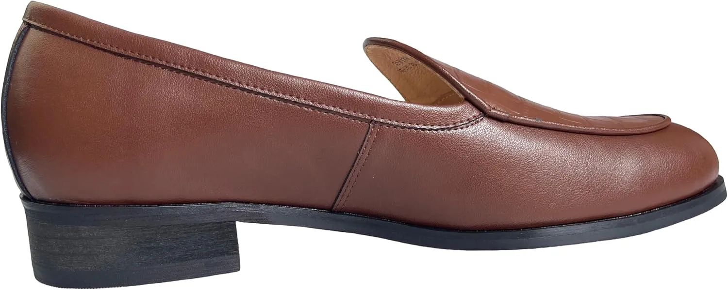 Justar Men's Leather Dress Shoes Slip-On Penny Loafers Belgian Formal Flats
