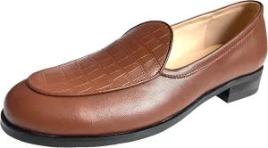 Justar Men's Leather Dress Shoes Slip-On Penny Loafers Belgian Formal Flats