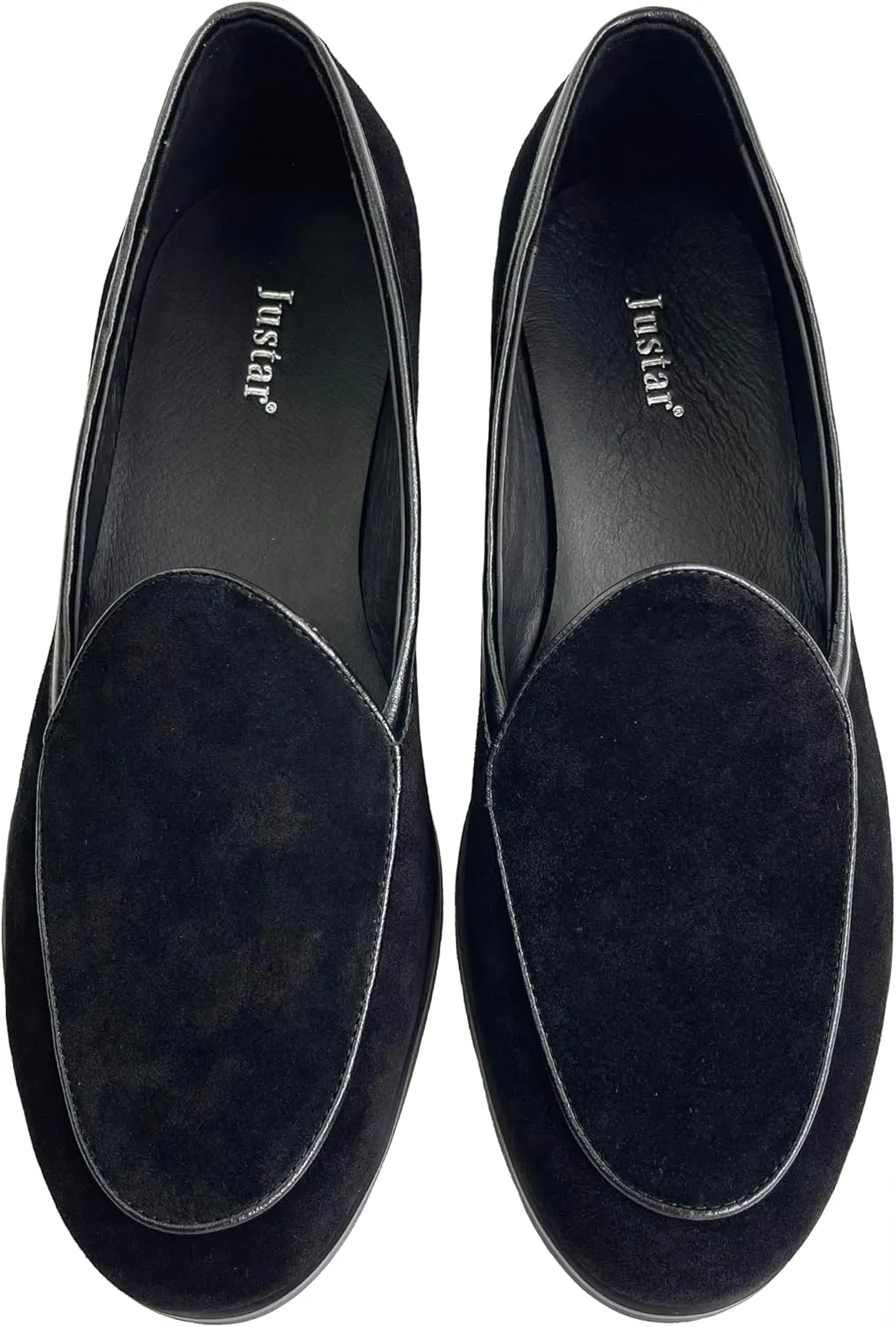 Justar Men's Leather Dress Shoes Slip-On Penny Loafers Belgian Formal Flats