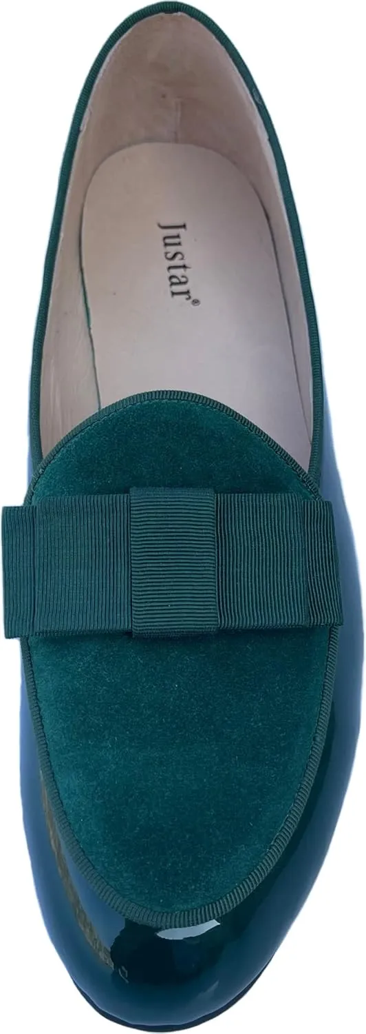 Justar Men's Leather Loafers Belgian Tuxedo Dress Shoes Slip-On Formal Prom Penny Loafers Banquet Flats