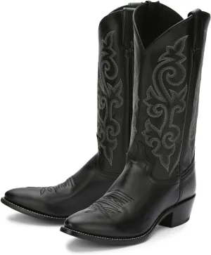 Justin Buck 13" Cowboy Boots for Men - Durable Premium Full-Grain Leather Round Toe Western Boots Build with Cushioned Insole & Full Welt Construction, Black - 12 E