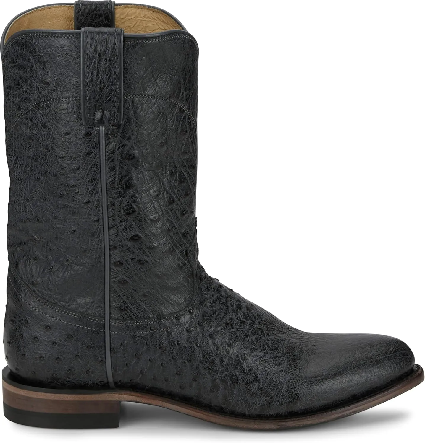 Justin Stinson 10" Smooth Ostrich Roper Men's Western Boots, Premium Exotic Leather, Durable Construction, Stylish Design