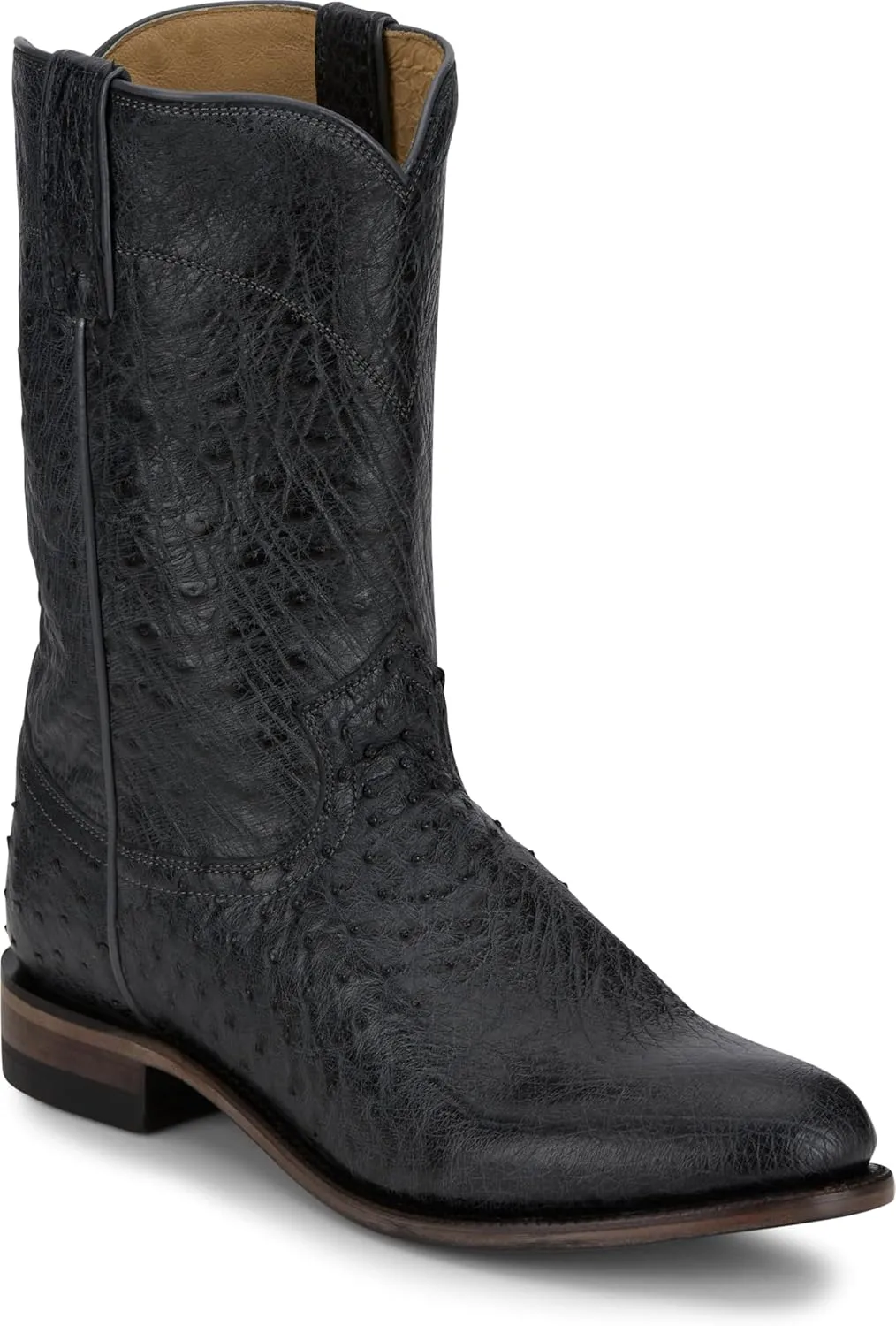 Justin Stinson 10" Smooth Ostrich Roper Men's Western Boots, Premium Exotic Leather, Durable Construction, Stylish Design