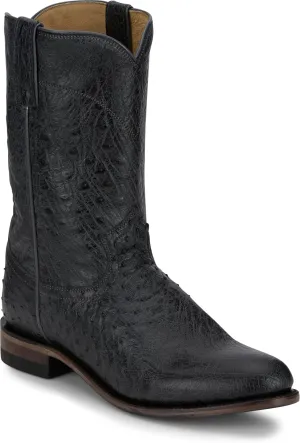 Justin Stinson 10" Smooth Ostrich Roper Men's Western Boots, Premium Exotic Leather, Durable Construction, Stylish Design