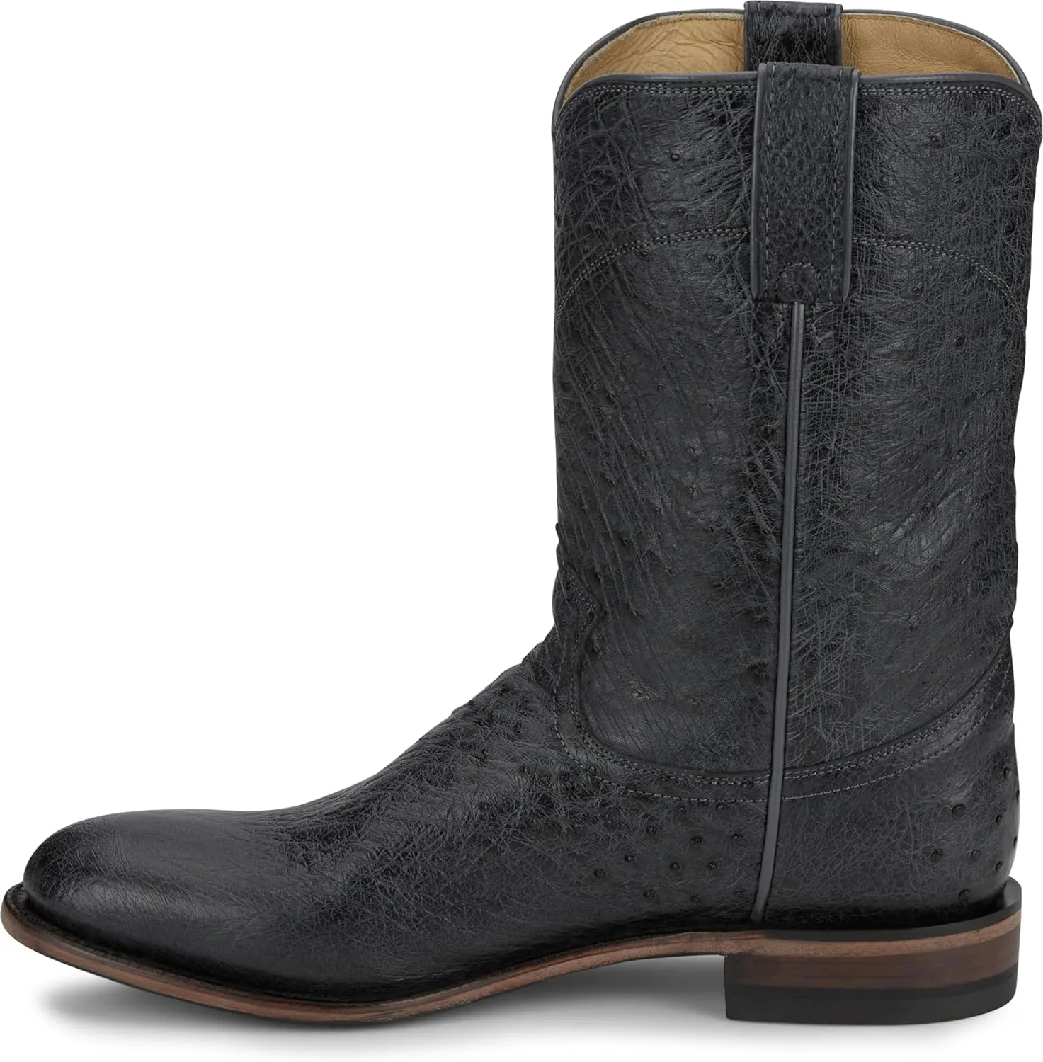 Justin Stinson 10" Smooth Ostrich Roper Men's Western Boots, Premium Exotic Leather, Durable Construction, Stylish Design