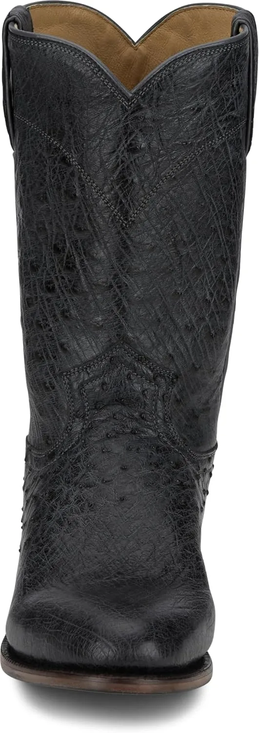 Justin Stinson 10" Smooth Ostrich Roper Men's Western Boots, Premium Exotic Leather, Durable Construction, Stylish Design