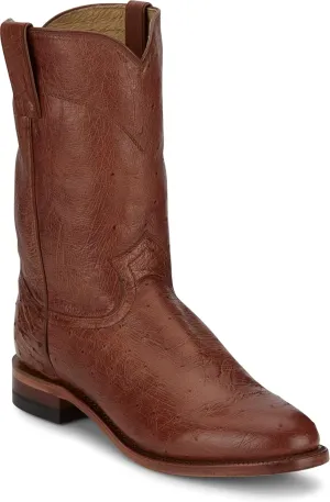 Justin Stinson 10" Smooth Ostrich Roper Men's Western Boots, Premium Exotic Leather, Durable Construction, Stylish Design