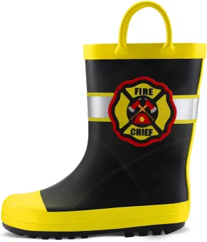K KomForme Kids Rain Boots Waterproof Printed Rubber boots with Handles