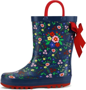 K KomForme Kids Rain Boots Waterproof Printed Rubber boots with Handles