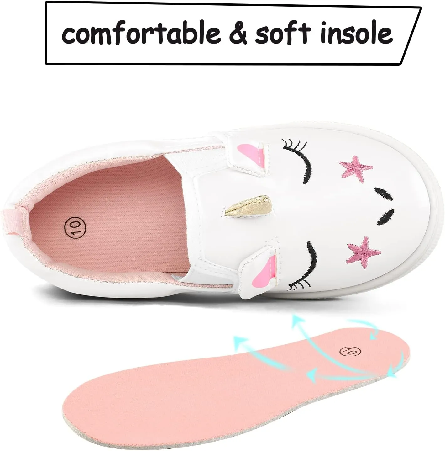 K KomForme Toddler Sneakers for Girls Boys Slip On Canvas Walking Shoes