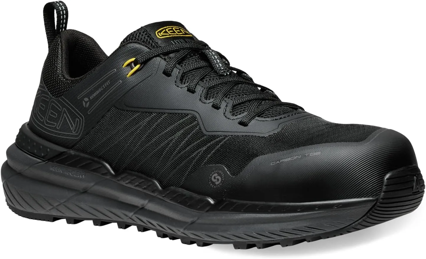 KEEN Utility Men's Speedworks Work Sneakers (Carbon-Fiber Toe) Shoes, Black/Steel Grey, 12