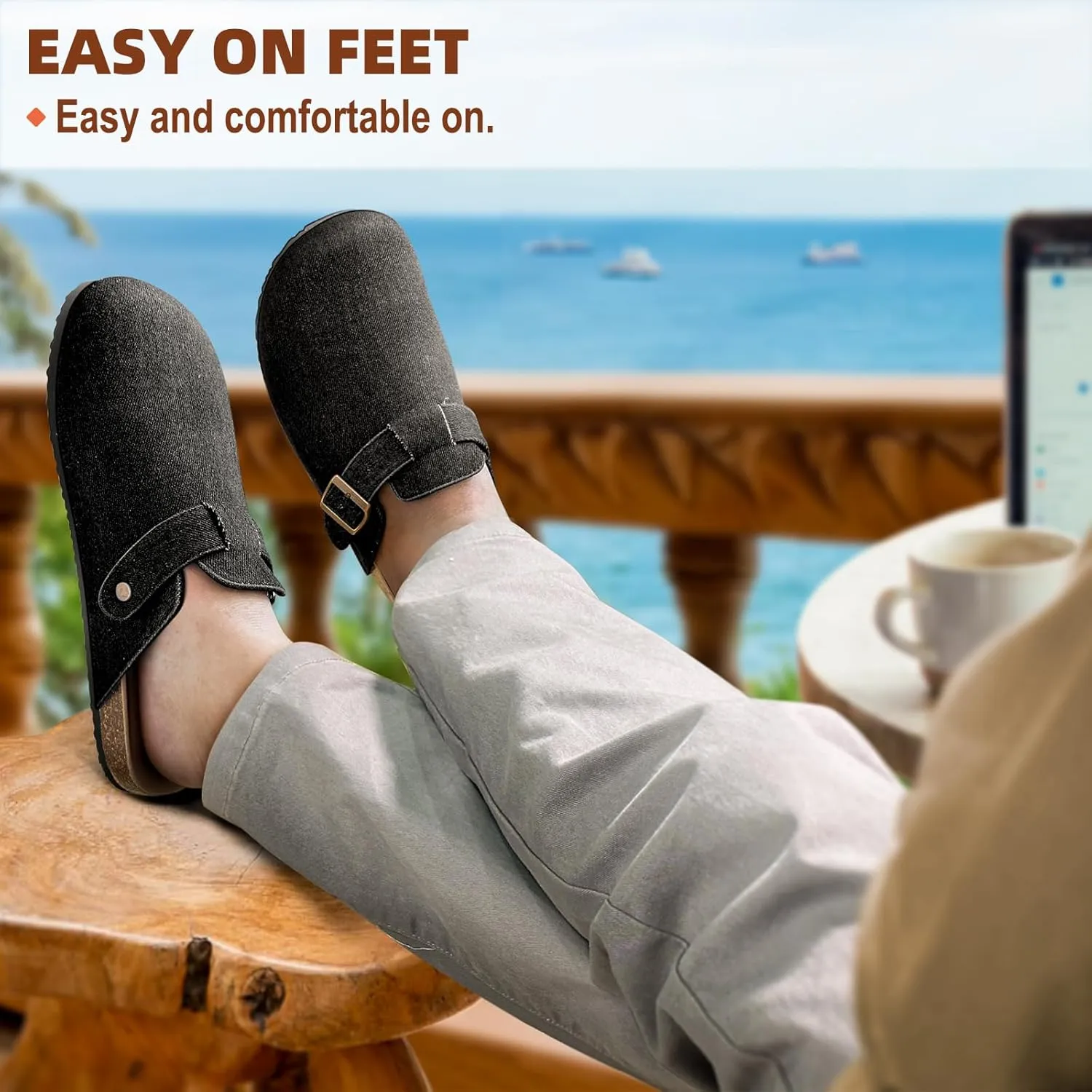 KEMISANT Men Clogs-Comfortable Suede Mules Slippers Sandals Nurse Potato Shoes Unisex-Cushioned Cork-Footbed