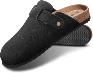 KEMISANT Men Clogs-Comfortable Suede Mules Slippers Sandals Nurse Potato Shoes Unisex-Cushioned Cork-Footbed