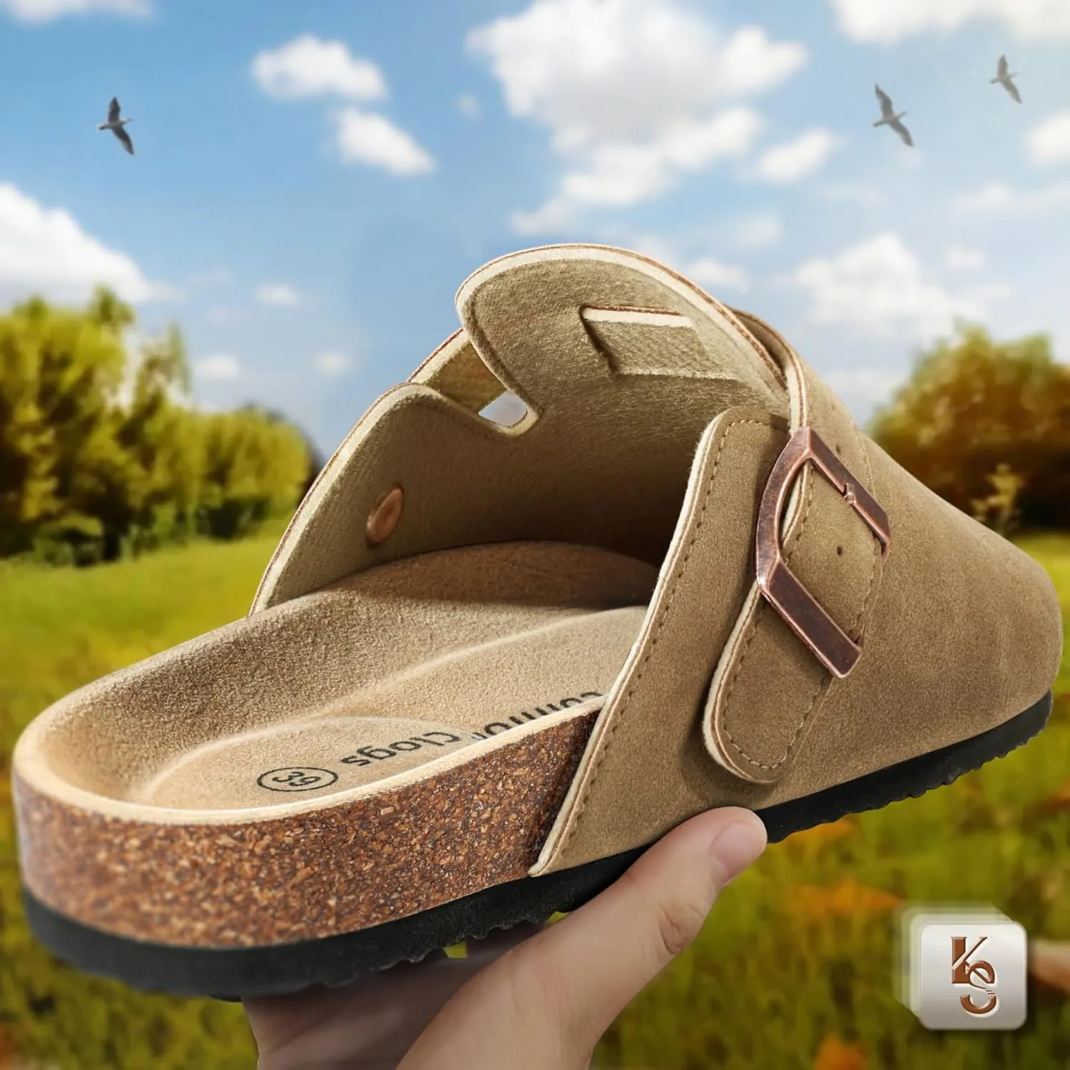 KEMISANT Men Clogs-Comfortable Suede Mules Slippers Sandals Nurse Potato Shoes Unisex-Cushioned Cork-Footbed