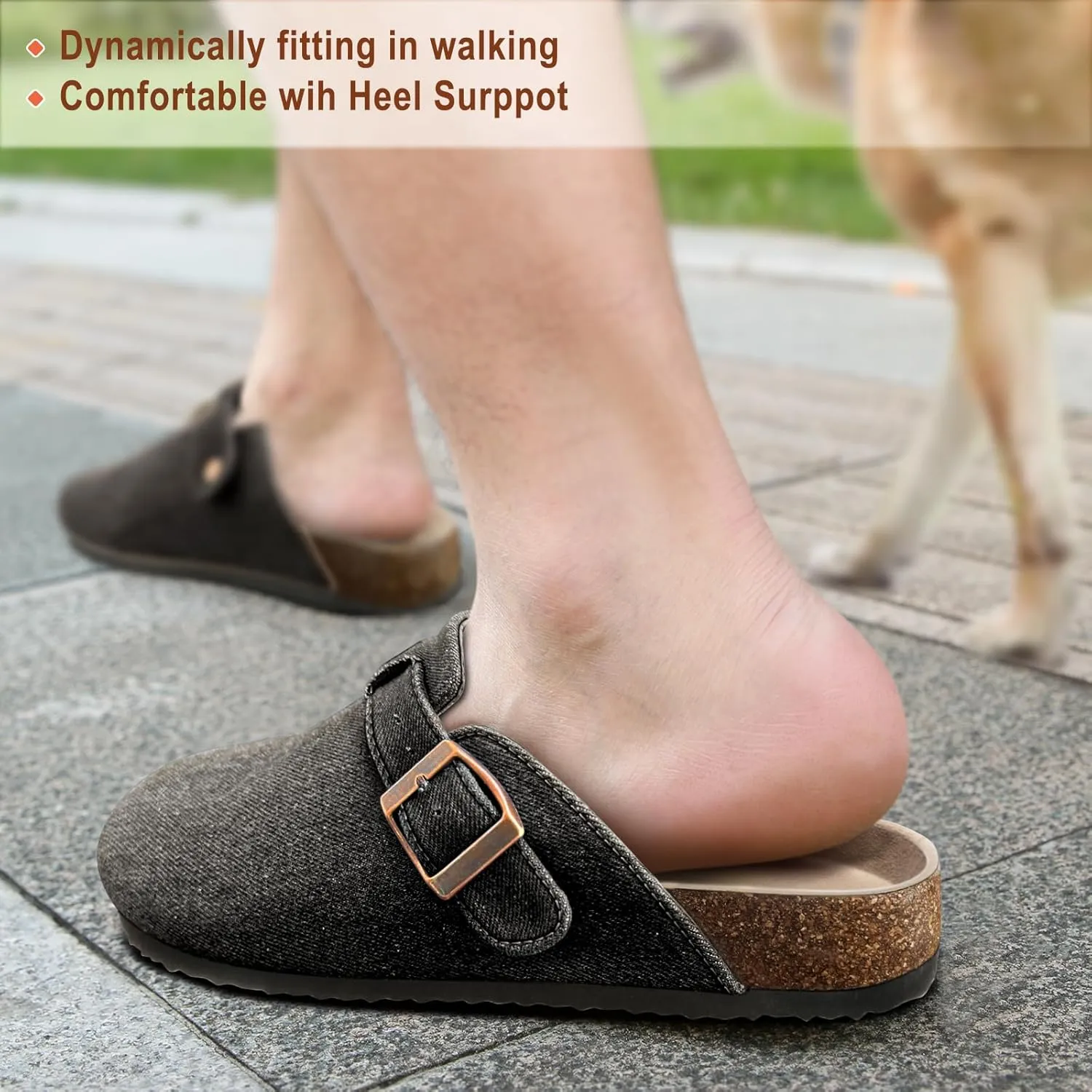 KEMISANT Men Clogs-Comfortable Suede Mules Slippers Sandals Nurse Potato Shoes Unisex-Cushioned Cork-Footbed