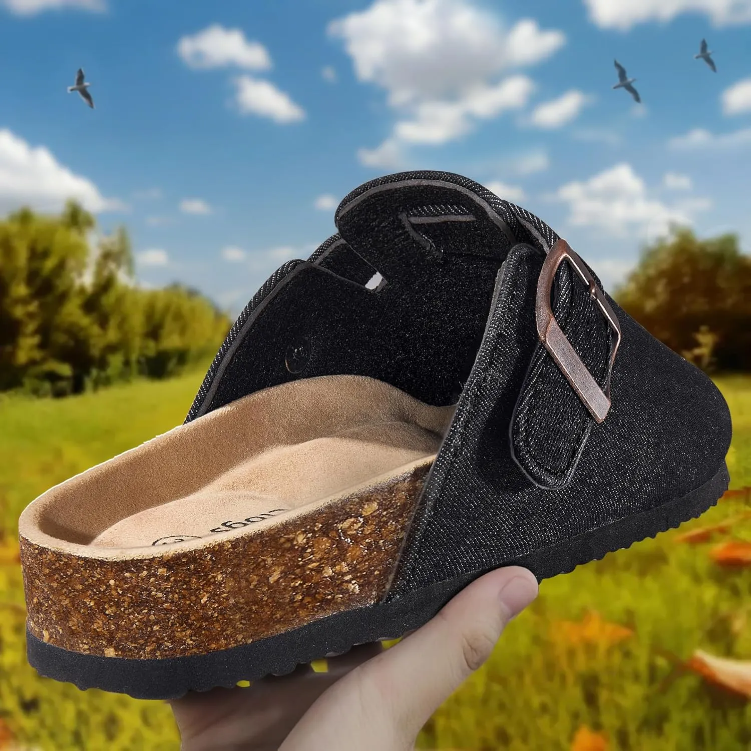 KEMISANT Men Clogs-Comfortable Suede Mules Slippers Sandals Nurse Potato Shoes Unisex-Cushioned Cork-Footbed