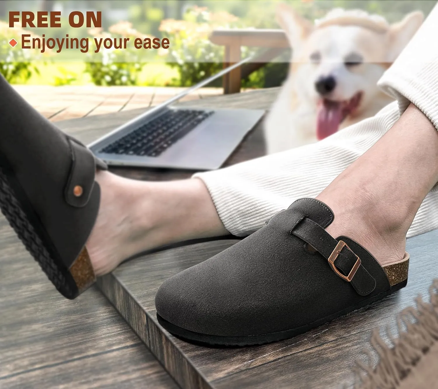 KEMISANT Men Clogs-Comfortable Suede Mules Slippers Sandals Nurse Potato Shoes Unisex-Cushioned Cork-Footbed