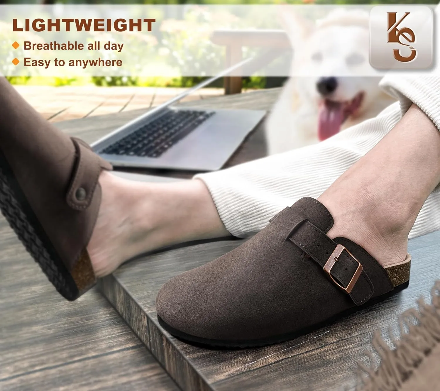 KEMISANT Men Clogs-Comfortable Suede Mules Slippers Sandals Nurse Potato Shoes Unisex-Cushioned Cork-Footbed
