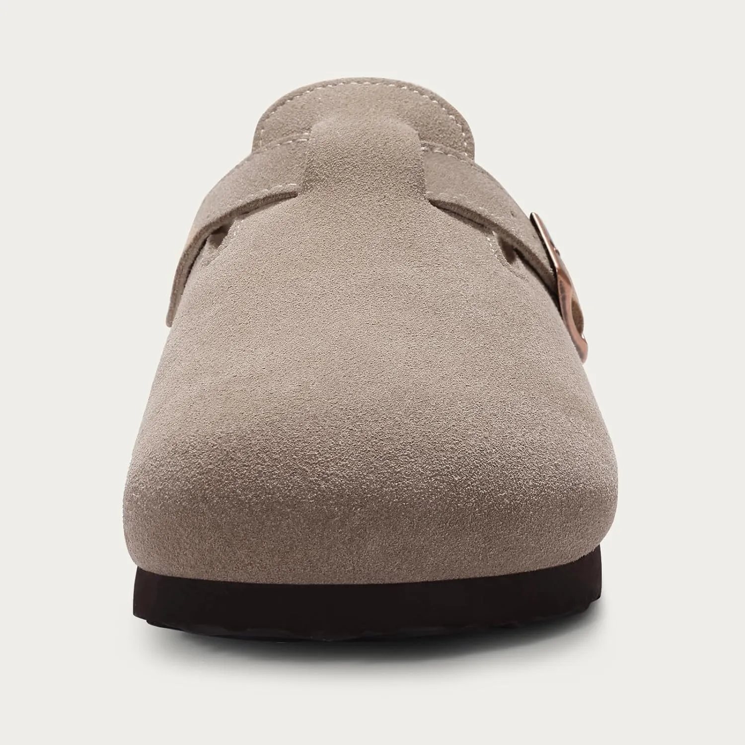 KIDMI Women's Fur Lined Suede Clogs Fuzzy Cork Footbed Mules Slip On Winter Potato Shoes