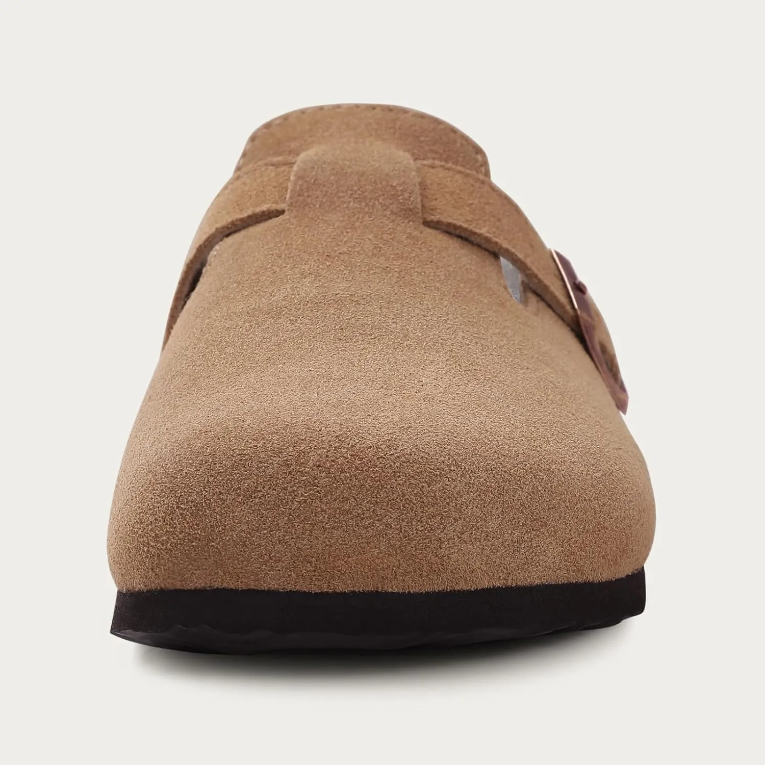 KIDMI Women's Fur Lined Suede Clogs Fuzzy Cork Footbed Mules Slip On Winter Potato Shoes