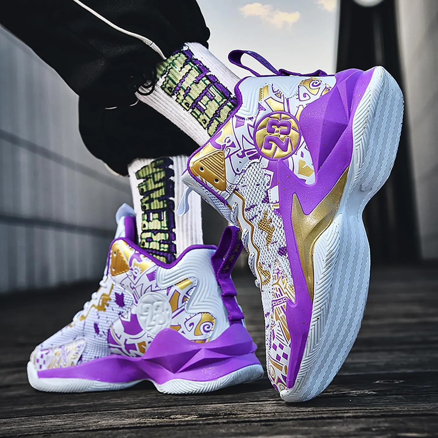 Kids Basketball Shoes High Top Youth Fashion Sneakers Girls Casual Sports Basketball Shoes Breathable Comfortable Boys Sneakers for Big Kids