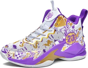 Kids Basketball Shoes High Top Youth Fashion Sneakers Girls Casual Sports Basketball Shoes Breathable Comfortable Boys Sneakers for Big Kids