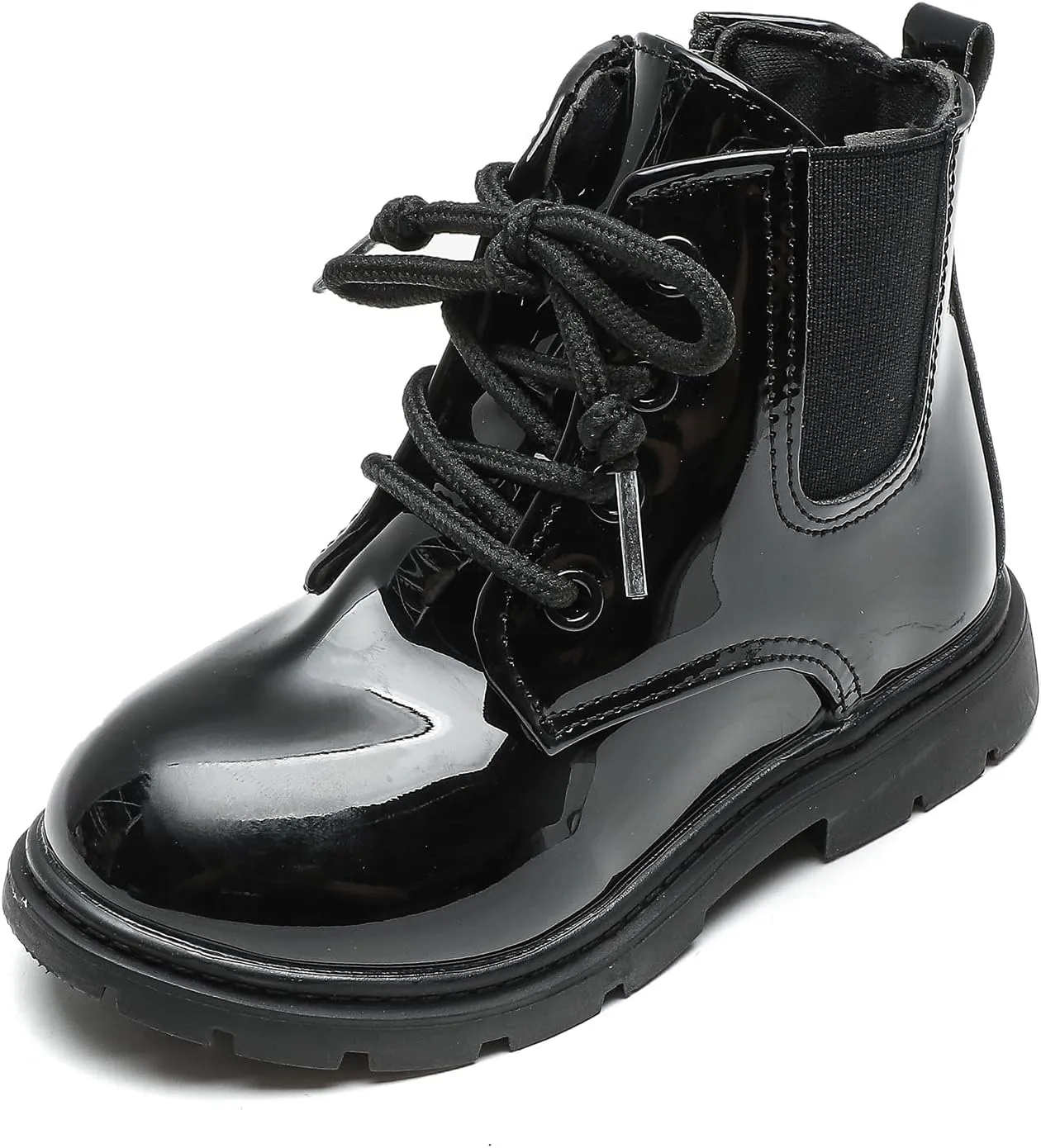Kids Boots Boys Girls Bright Color Lace up Ankle Boots Side Zipper Boots
