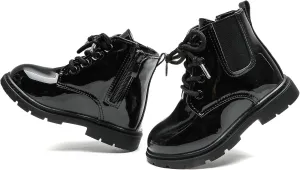 Kids Boots Boys Girls Bright Color Lace up Ankle Boots Side Zipper Boots