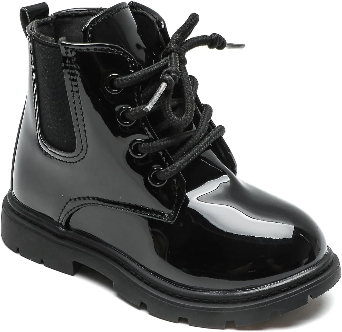 Kids Boots Boys Girls Bright Color Lace up Ankle Boots Side Zipper Boots