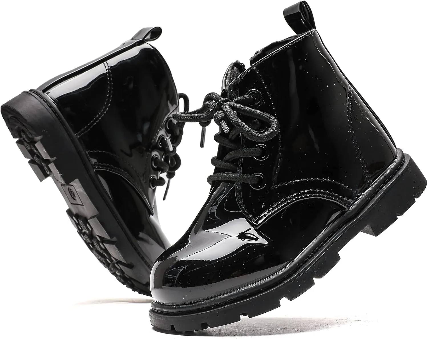 Kids Boots Boys Girls Bright Color Lace up Ankle Boots Side Zipper Boots
