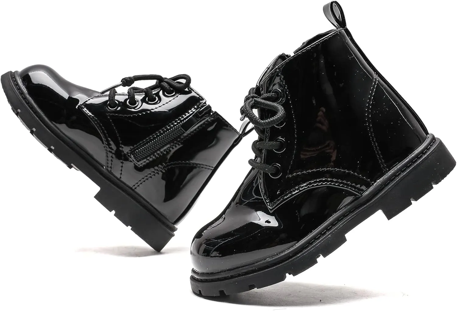 Kids Boots Boys Girls Bright Color Lace up Ankle Boots Side Zipper Boots