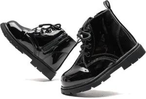 Kids Boots Boys Girls Bright Color Lace up Ankle Boots Side Zipper Boots