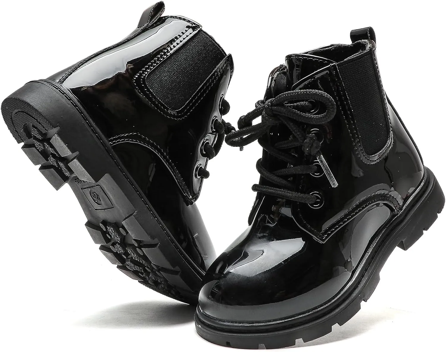 Kids Boots Boys Girls Bright Color Lace up Ankle Boots Side Zipper Boots