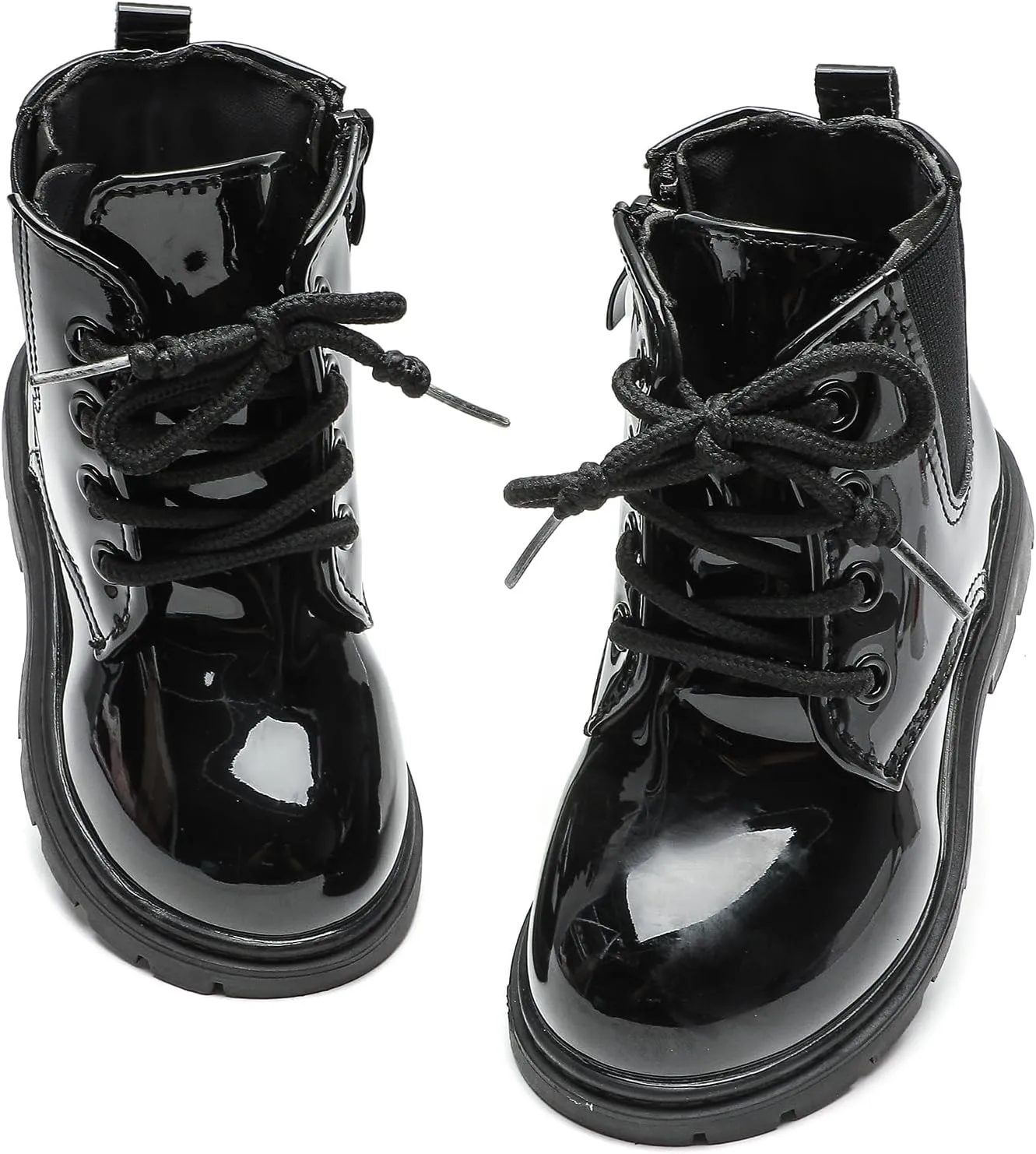 Kids Boots Boys Girls Bright Color Lace up Ankle Boots Side Zipper Boots