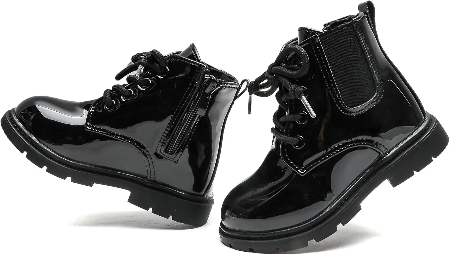 Kids Boots Boys Girls Bright Color Lace up Ankle Boots Side Zipper Boots