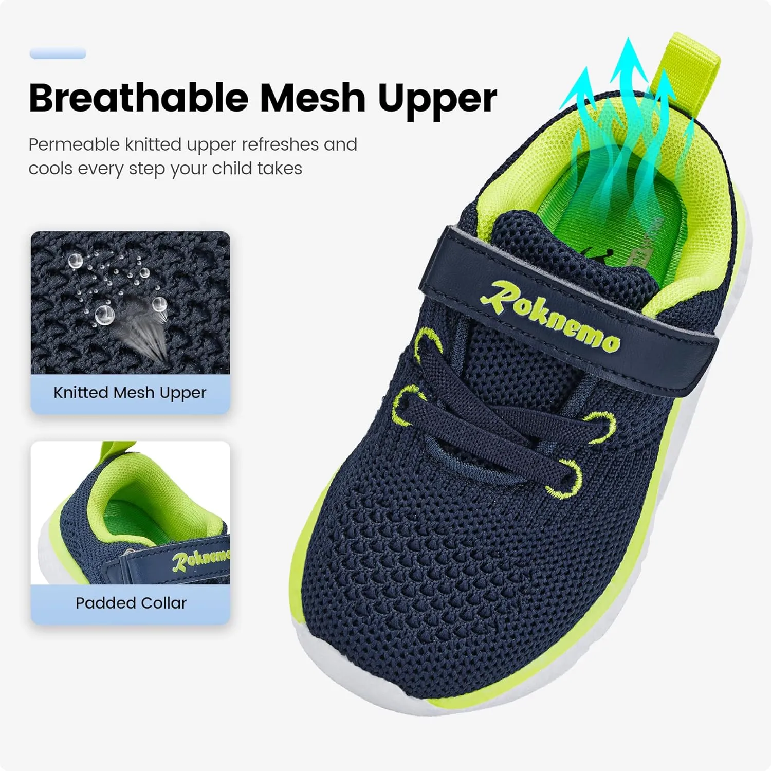 Kids Sneakers for Boys Girls Athletic Running Walking Shoes Lightweight Sports Tennis Shoes Adjustable Strap Sneaker for Little Kid Big Kid Gym School