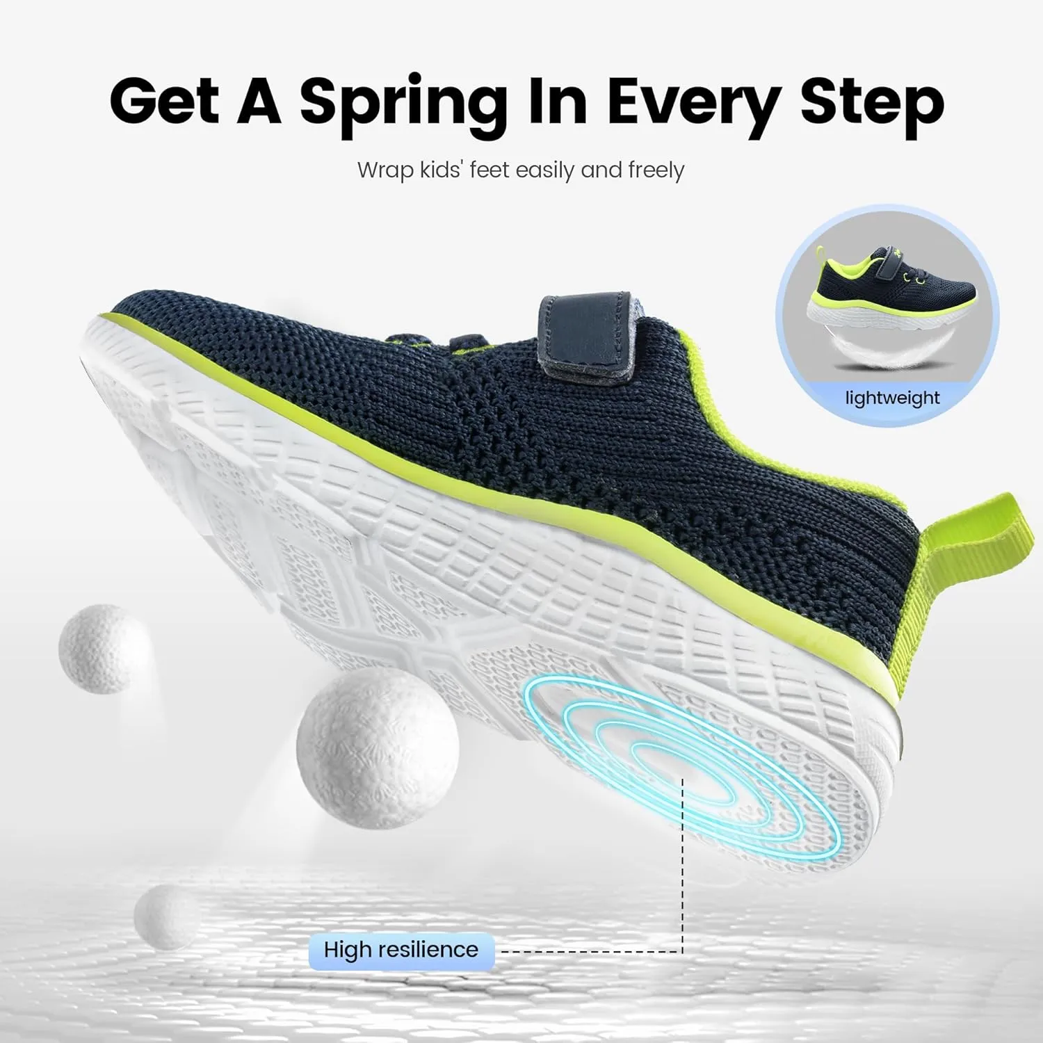 Kids Sneakers for Boys Girls Athletic Running Walking Shoes Lightweight Sports Tennis Shoes Adjustable Strap Sneaker for Little Kid Big Kid Gym School