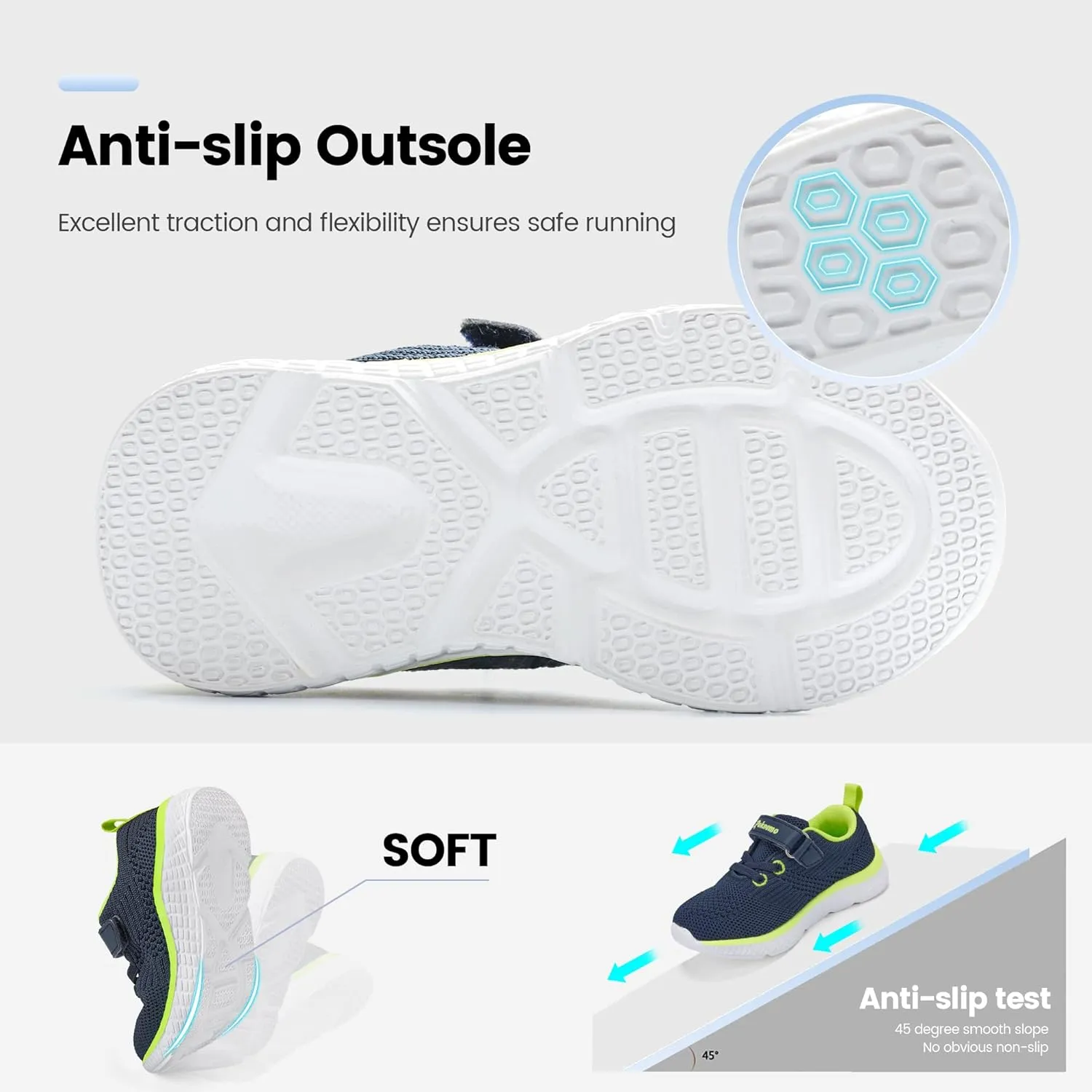 Kids Sneakers for Boys Girls Athletic Running Walking Shoes Lightweight Sports Tennis Shoes Adjustable Strap Sneaker for Little Kid Big Kid Gym School