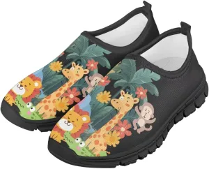 Kids Tennis Shoes Slip On Boys Girls Loafers Lightweight Non Slip Soft Casual Walking Running Shoes Outdoor Sneakers Black Sole Size 11-15